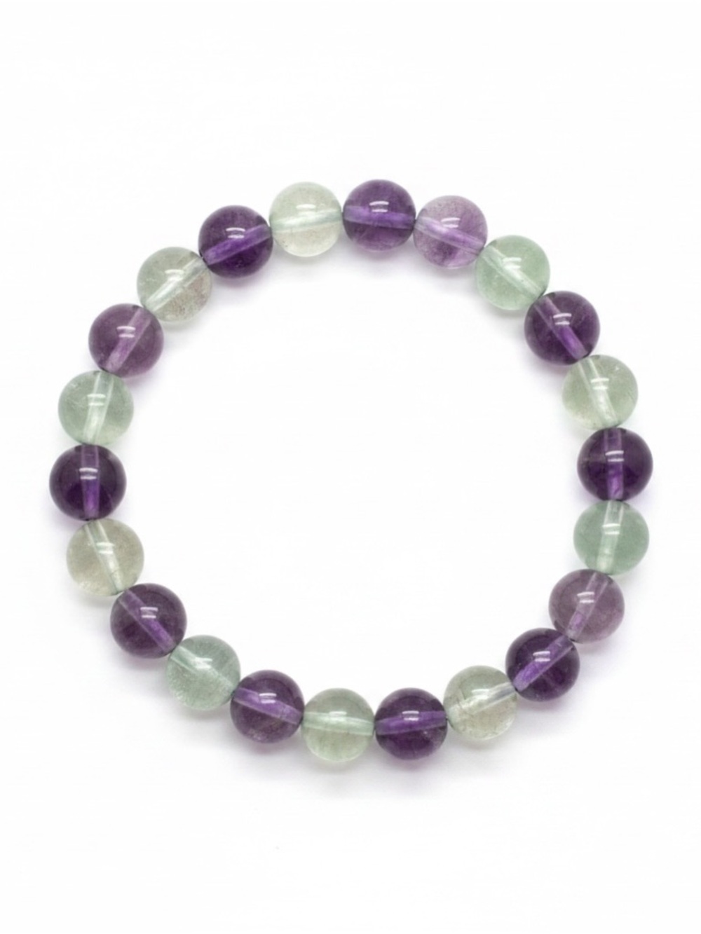 Genuine Fluorite Beaded Stretch Bracelet Mental Clarity - SKU D